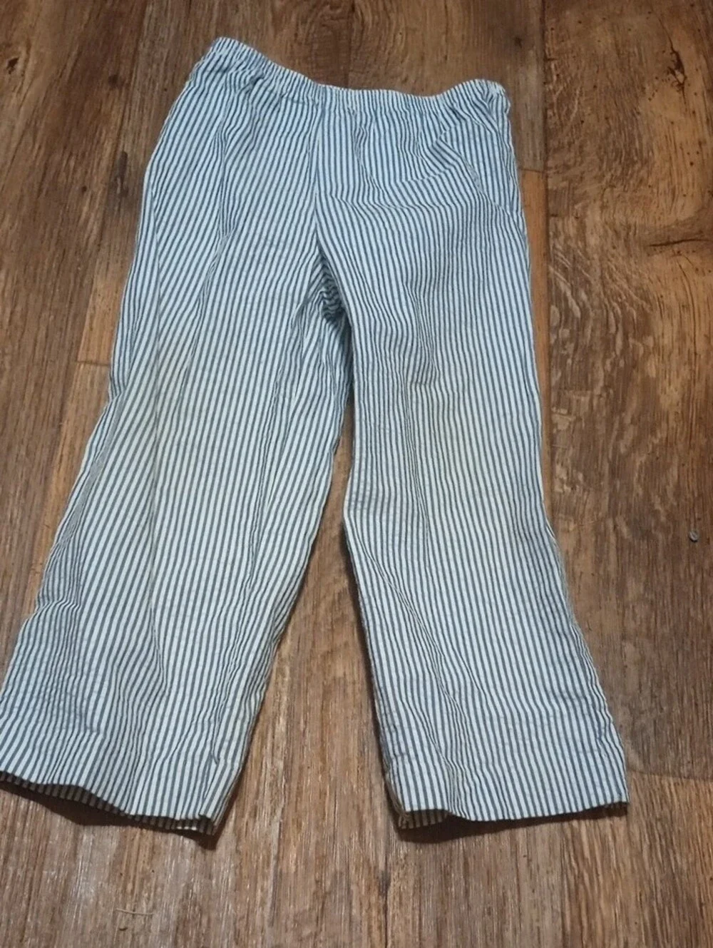 Boys Striped Seersucker Vest & Pants Set - White and Navy Size 4T